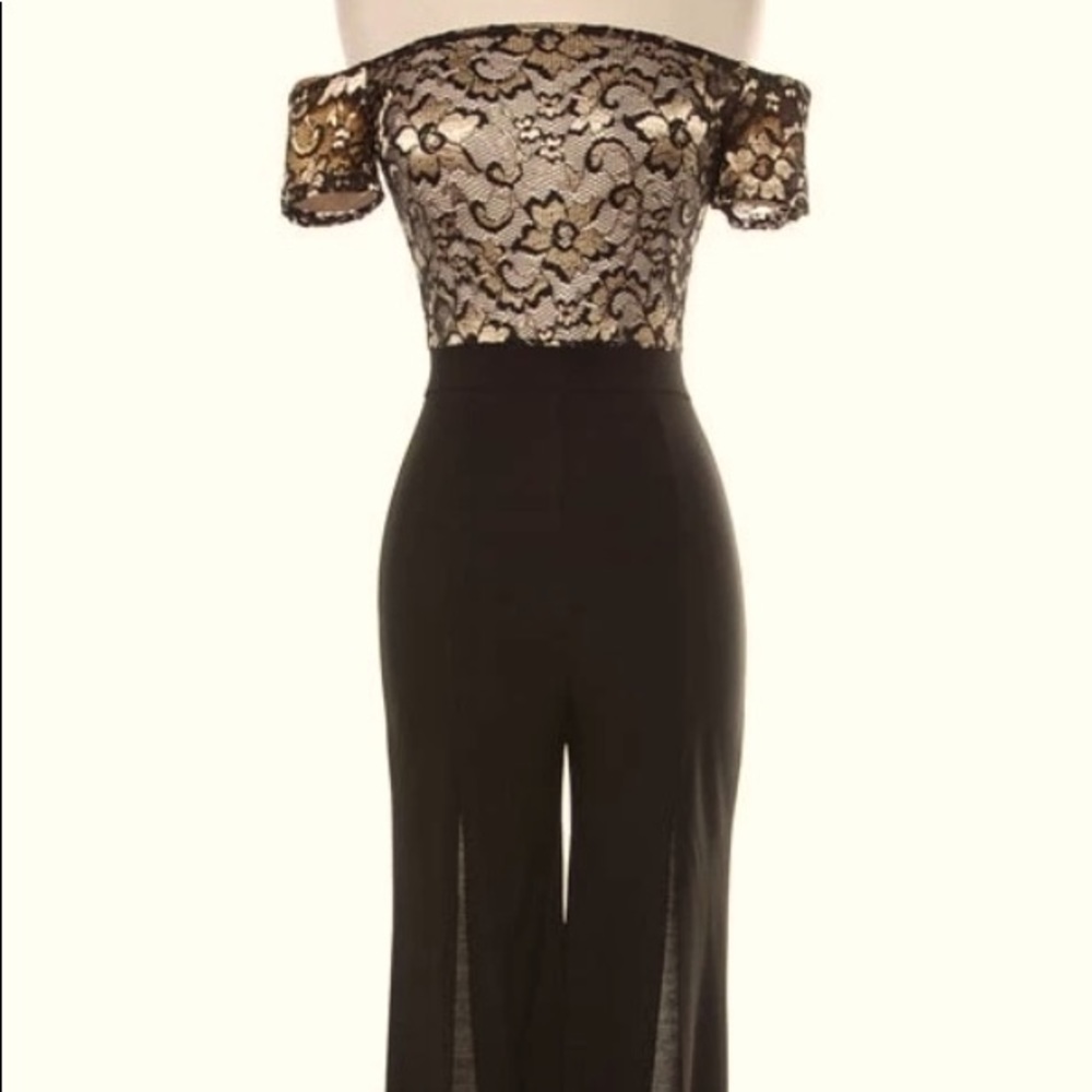 Eye Candy Couture Black and Gold Jumpsuit Size 2